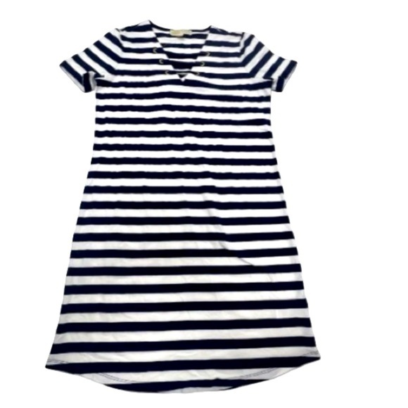 Michael Kors True Navy Nautical Stripes Cadual Shirt Shift Dress Size Small NWT - Picture 1 of 13